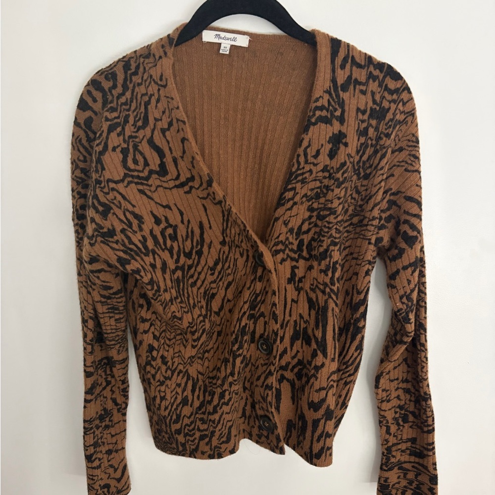 Madewell // Brown and Black Patterned Cardigan